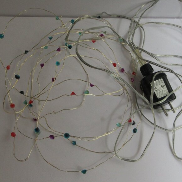Faux Gemstone String Fairy Lights Multicolor Gem Party Lights Gold tone wire - Picture 1 of 14